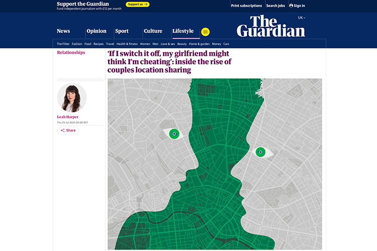 The Guardian - Inside the rise of couples location sharing