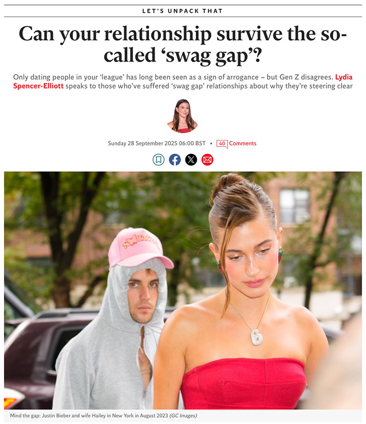 The Independent - Can your relationship survive the so-called ‘swag gap’?